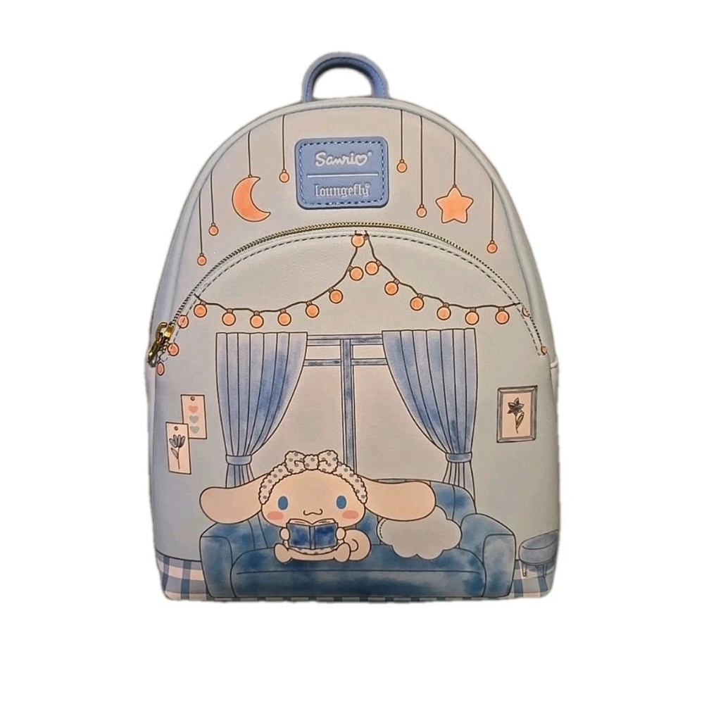 LOUNGEFLY SANRIO CINNAMOROLL LOUNGIN MINI BACKPACK~ WITH TAGS~ BR…